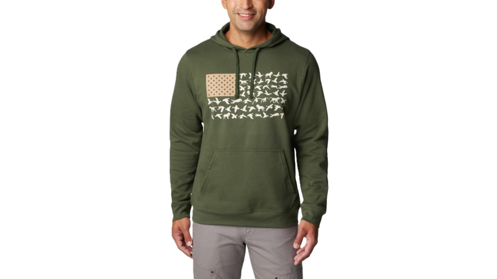 Columbia PHG Game Flag II Hoodie - Men's, Surplus Green/Sahara Duck Flag, Extra Small, 2013311347-XS