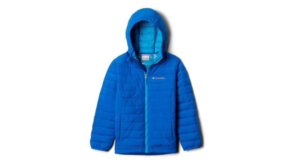 Columbia Powder Lite Boys Hooded Jacket - Boys, Super Blue, Collegiate Navy, Extra Large, 1802903441-XL