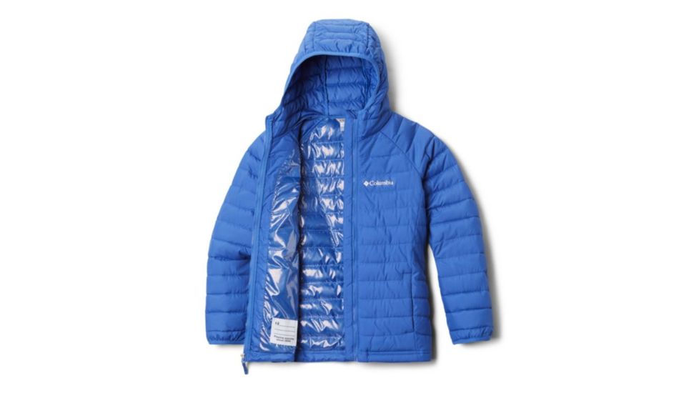 Columbia Powder Lite Girls Hooded Jacket - Girls, Arctic Blue, Large, 1802933446-L