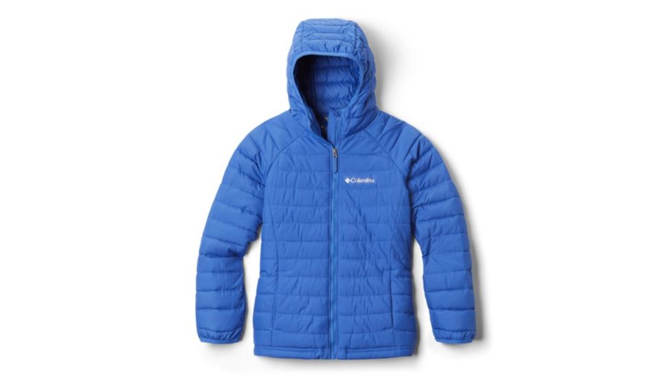 Columbia Powder Lite Girls Hooded Jacket - Girls, Arctic Blue, Large, 1802933446-L