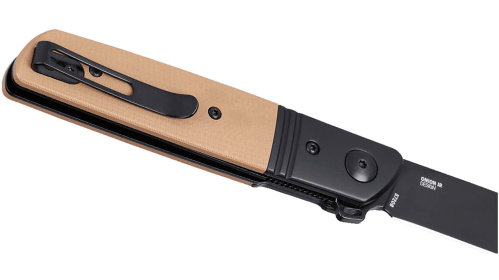 Columbia River Knife &amp; Tool Bamboozled, Folding Knife, Assisted Opening, 3.34" Drop Point Blade, D2 Blade Steel, 7.81" Overall Length, Oxide Finish, Black, Brown G10 Handle, Liner Lock, 5720B