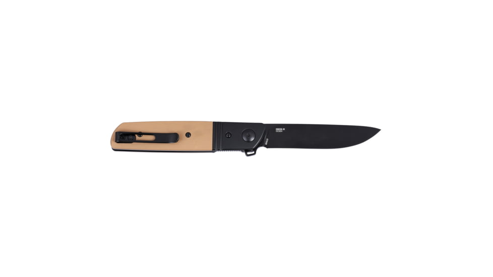 Columbia River Knife &amp; Tool Bamboozled, Folding Knife, Assisted Opening, 3.34" Drop Point Blade, D2 Blade Steel, 7.81" Overall Length, Oxide Finish, Black, Brown G10 Handle, Liner Lock, 5720B