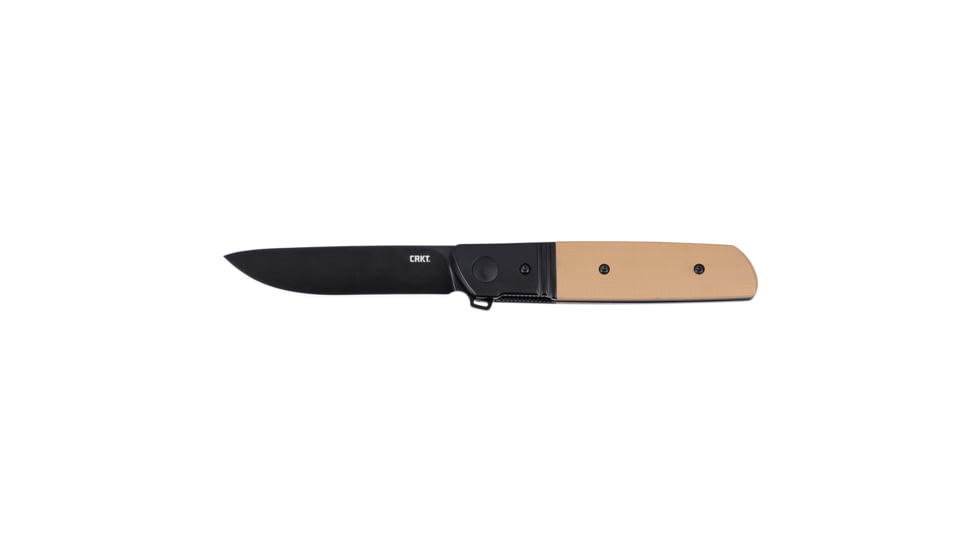 CRKT Bamboozled Assisted Opening Folding Knife, 3.34in, D2, Tanto, G10 Tan Handle, 5720B