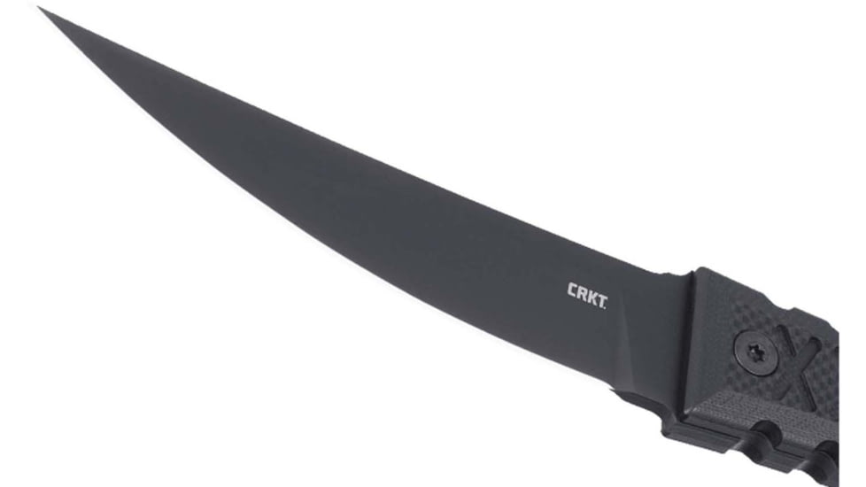 Columbia River Knife &amp; Tool HZ4, Fixed Blade Knife, 4.76" Trailing Point Blade, SK-5 Blade Steel, 8.88" Overall Length, Titanium Nitride Finish, Black, Black G10 Grips, Includes Sheath, 2924
