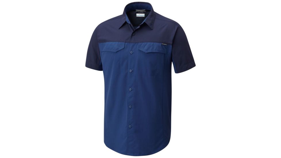 Columbia Silver Ridge Blocked Short Sleeve Shirt - Mens, Carbon, Collegiate Navy, M 1768771469M