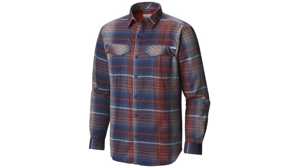 Columbia Silver Ridge Flannel Long Sleeve Shirt - Men's-Rust Red Ombre Plaid-Small