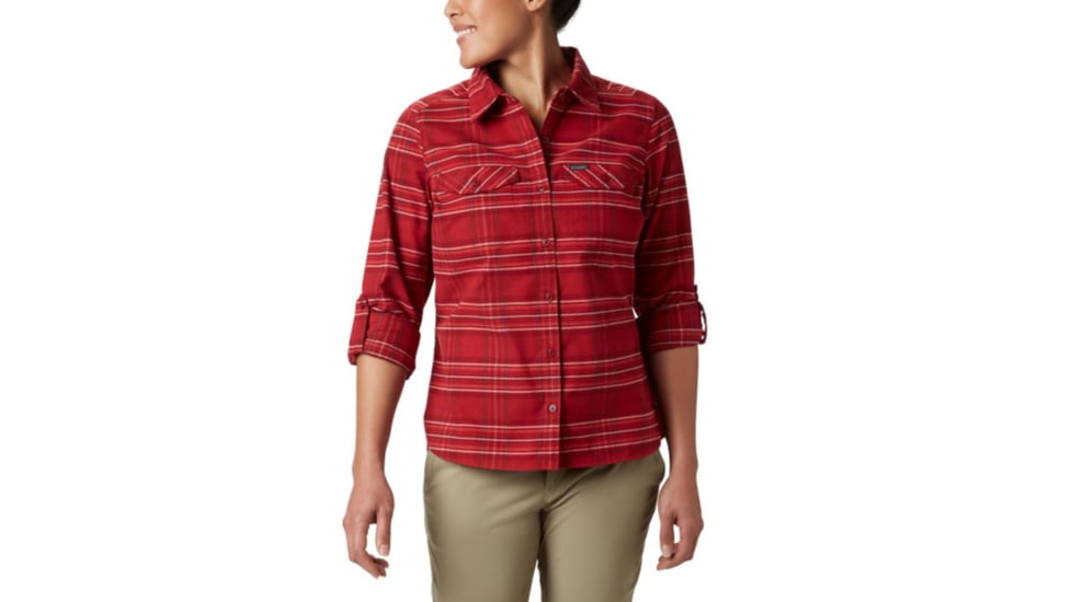 Columbia Silver Ridge Long Sleeve Flannel - Womens, Beet Plaid, Extra Small, 1740471607-XS