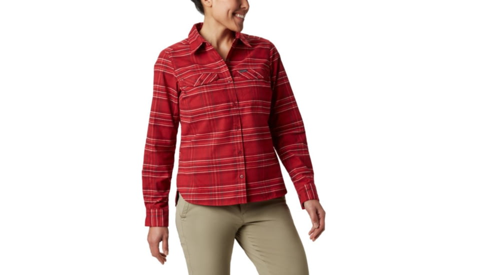 Columbia Silver Ridge Long Sleeve Flannel - Womens, Beet Plaid, Extra Small, 1740471607-XS
