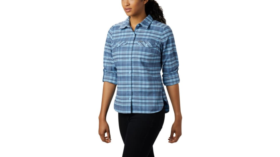 Columbia Silver Ridge Long Sleeve Flannel - Womens, Crystal Blue Plaid, Medium, 1740471484-M