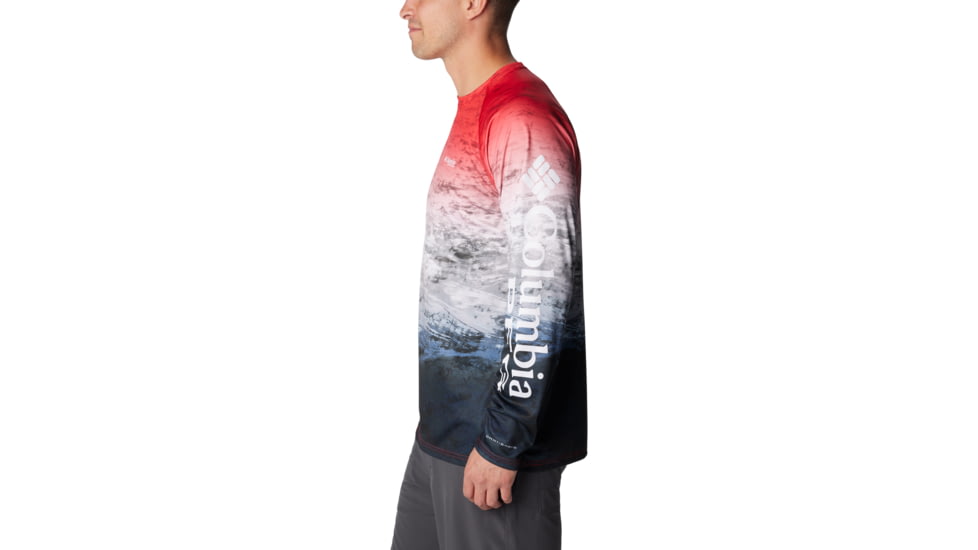Columbia Super Terminal Tackle Long Sleeve Shirt - Mens, Red Spark Deepsea Fade, M, 1709431-695-M