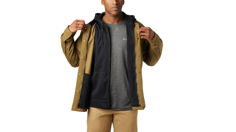 Columbia Tech Trail Shirt Jacket Interchange - Mens, Olive Brown, Black Liner, Medium, 1867111334-M