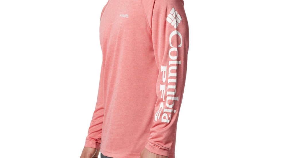 Columbia Terminal Tackle Heather Long Sleeve Shirt - Mens, Sunset Red Hthr, White Logo, Small, 170942-683-S