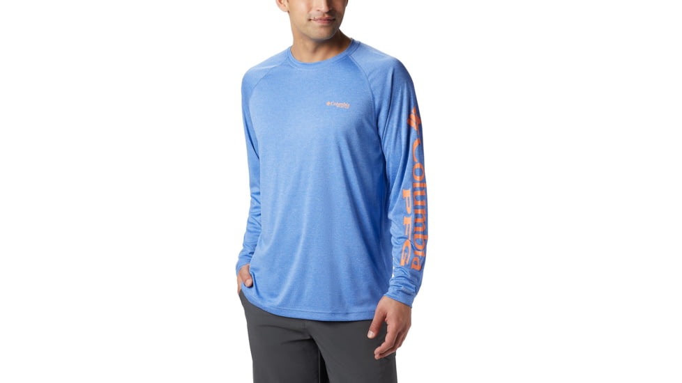 Columbia Terminal Tackle Heather Long Sleeve Shirt - Mens, Vivid Blue Hthr, Jupiter Logo, 2XL, 170942-487-XXL