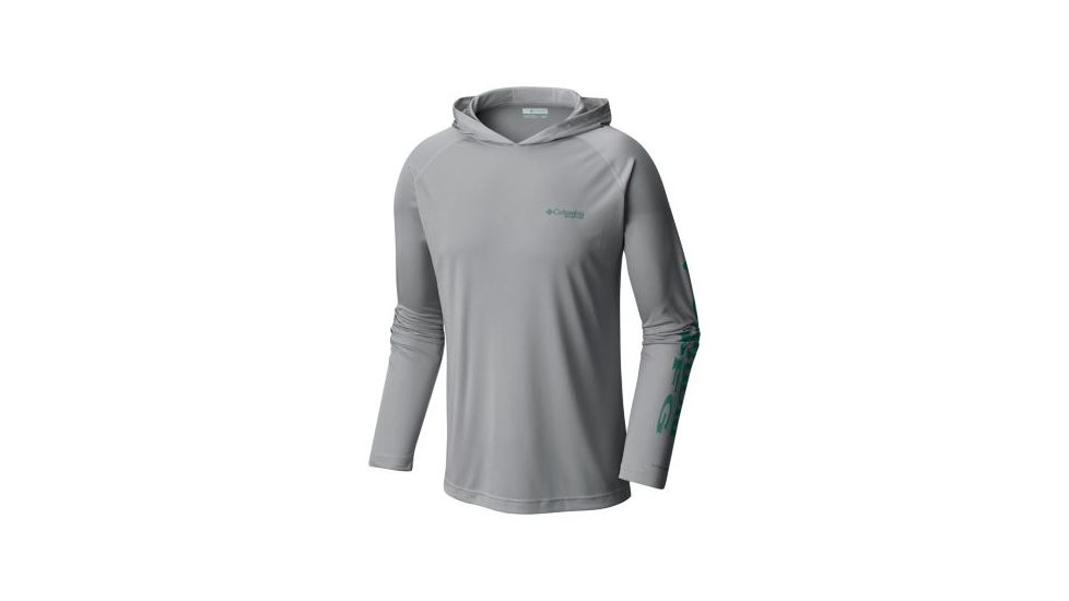 Columbia Terminal Tackle Hoodie - Men's, Cool Grey/Thyme Green Logo, Small, 1536171019-S