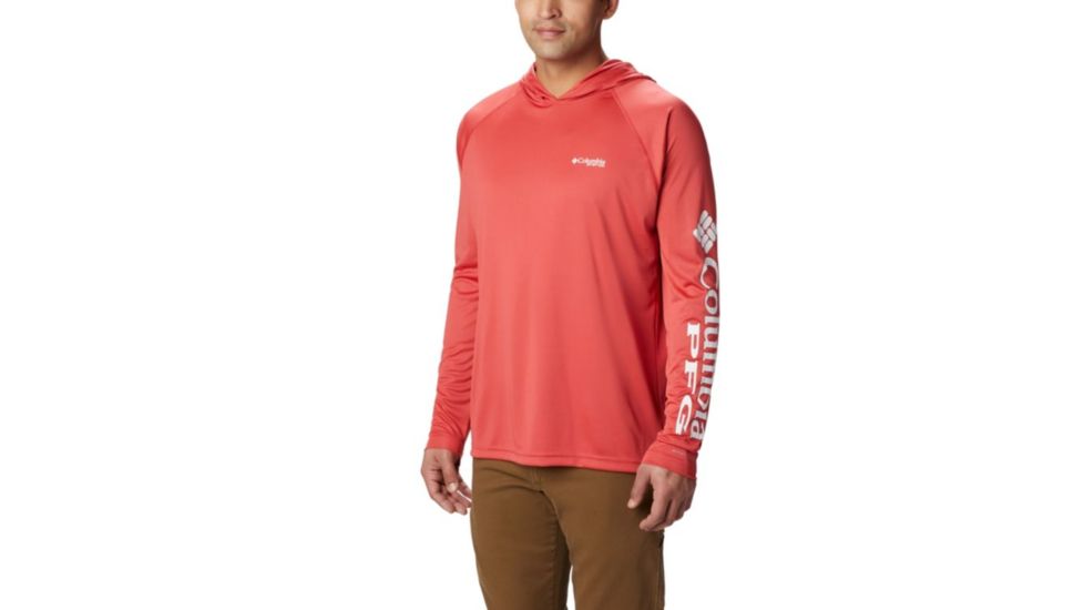 Columbia Terminal Tackle Hoodie - Men's, Sunset Red, White Logo, Large, 153617-683-L
