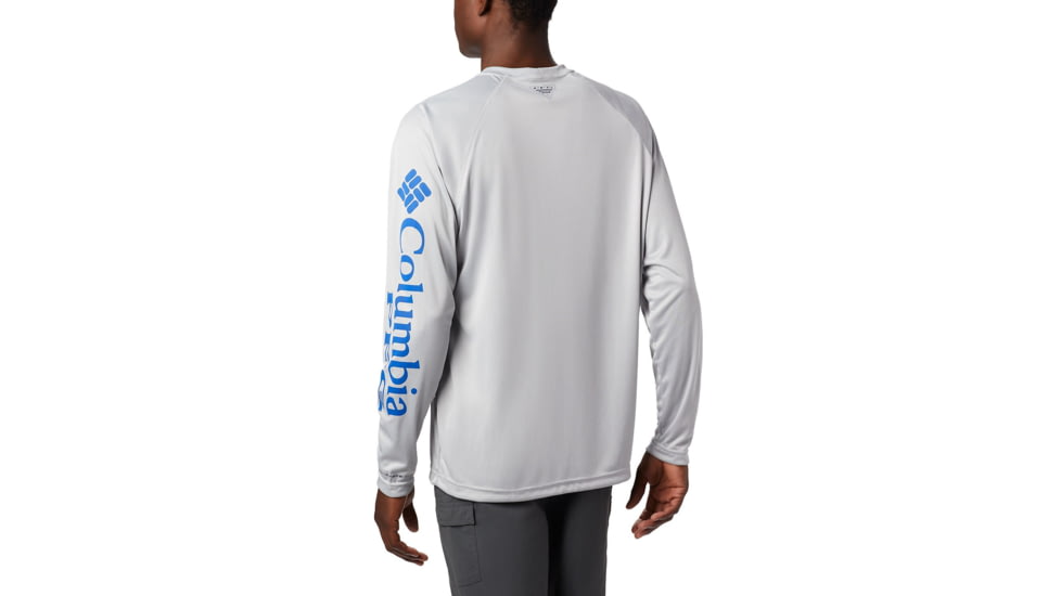 Columbia Terminal Tackle Long Sleeve Shirt - Mens, Cool Grey, Vivid Blue Logo, Small, 138826-028-S