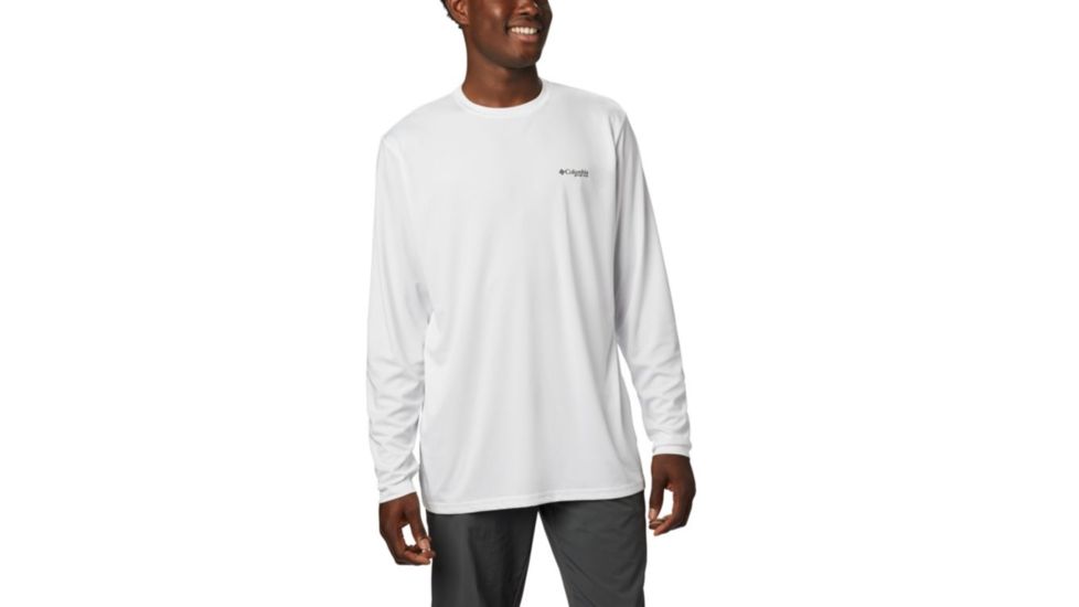 Columbia Terminal Tackle PFG Fish Flag LS - Men's, White, Dark Turquoise, Large, 1872661100-L