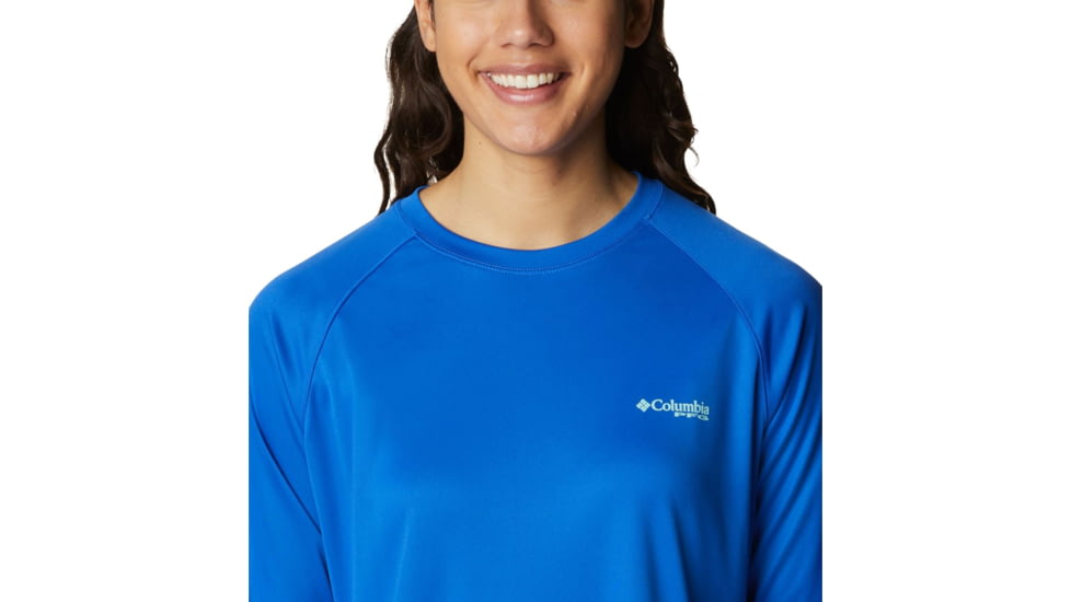 Columbia Tidal Tee II Long Sleeve Shirt - Womens, Blue Macaw/Gulf Stream Logo, 2XL, 1577661408BlMcwGfStrmLg2L