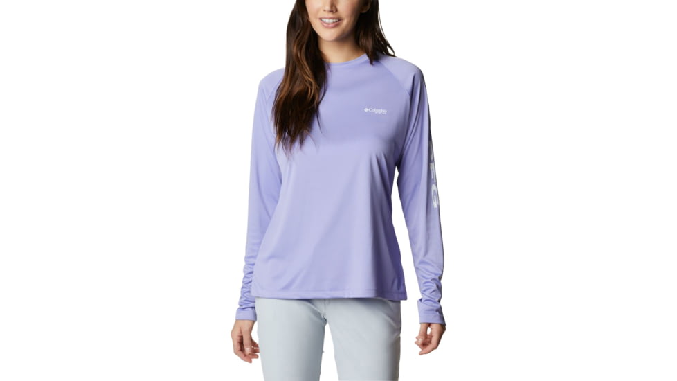 Columbia Tidal Tee II Long Sleeve Shirt - Womens, Fairytale/White Logo, Small, 1577661526Frtl,WhtLgS