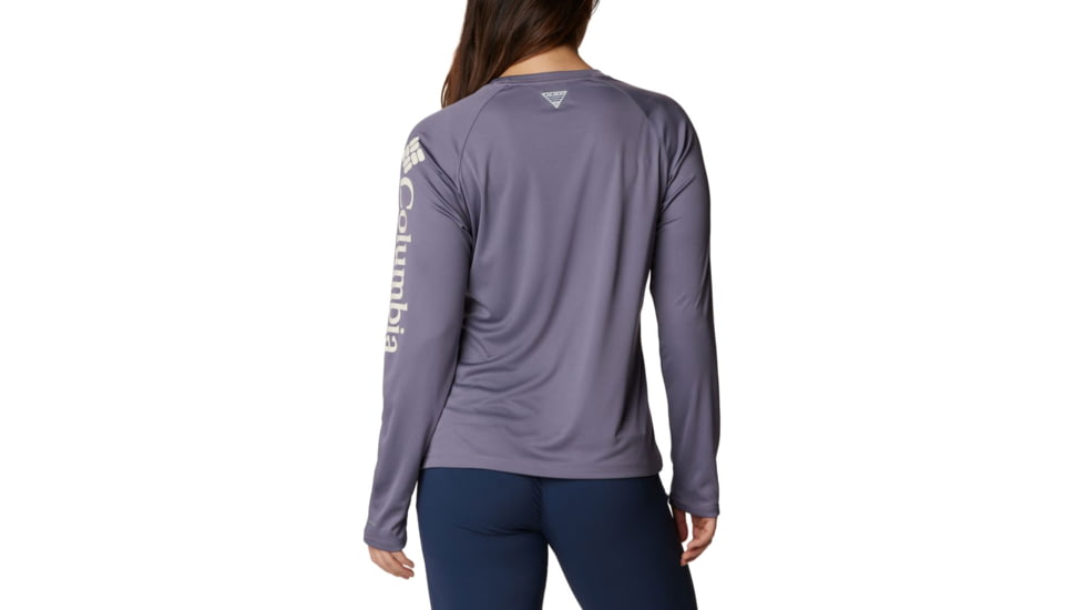 Columbia Tidal Tee II Long Sleeve Shirt - Womens, Granite Purple/Stone Logo, 2XL, 1577661518GrntPrplStnLg2L