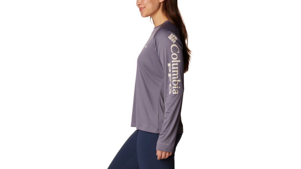 Columbia Tidal Tee II Long Sleeve Shirt - Womens, Granite Purple/Stone Logo, 2XL, 1577661518GrntPrplStnLg2L