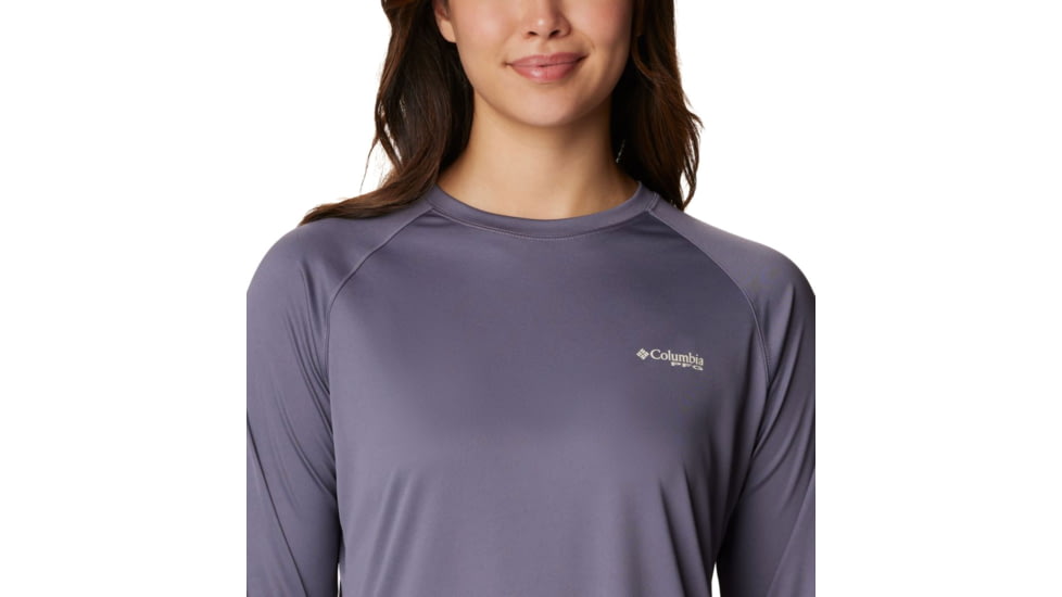 Columbia Tidal Tee II Long Sleeve Shirt - Women's, Granite Purple/Stone Logo, 2XL, 1577661518GrntPrplStnLg2L