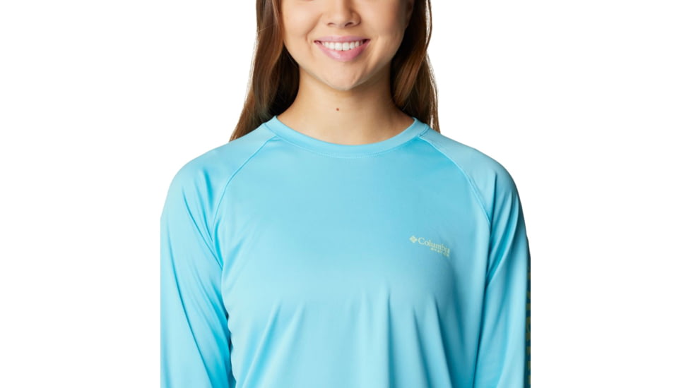 Columbia Tidal Tee II Long Sleeve Shirt - Women's, Opal Blue/Key West Logo, Medium, 1577661448OplBl,KyWstLgM