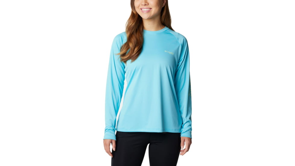 Columbia Tidal Tee II Long Sleeve Shirt - Womens, Opal Blue/Key West Logo, Medium, 1577661448OplBl,KyWstLgM