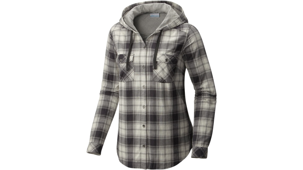 Columbia Times Two Hooded Long Sleeve Shirt - Women's-Chalk Boyfriend Plaid-X-Small
