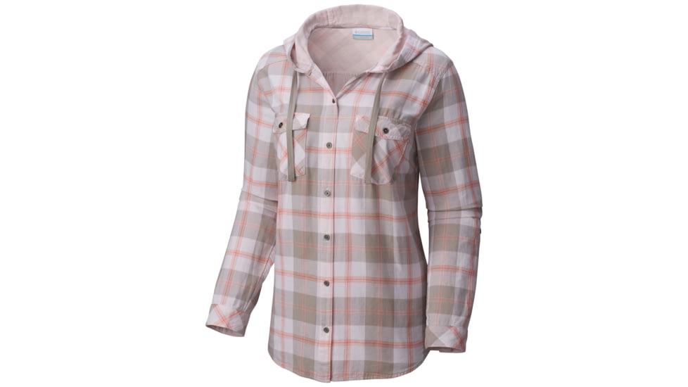 Columbia Times Two Hooded Long Sleeve Shirt - Women's-Lychee Plaid-Small