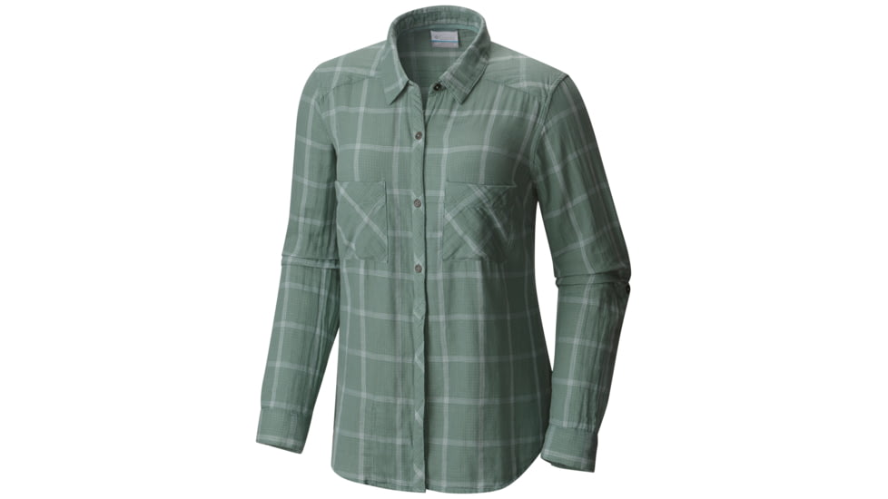 Columbia Trail On Long Sleeve Shirt - Women's-Dusty Green Plaid-Small