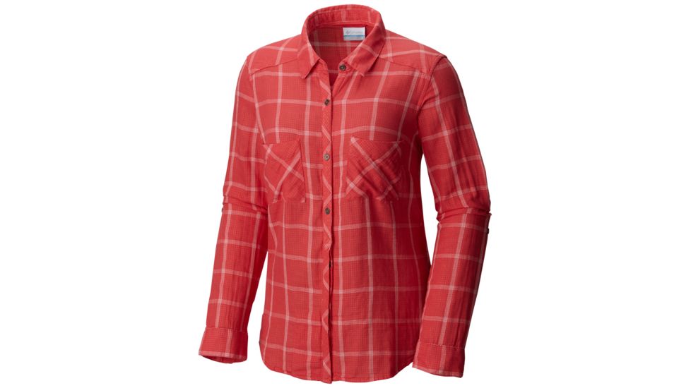Columbia Trail On Long Sleeve Shirt - Women's-Sunset Red Plaid-Medium