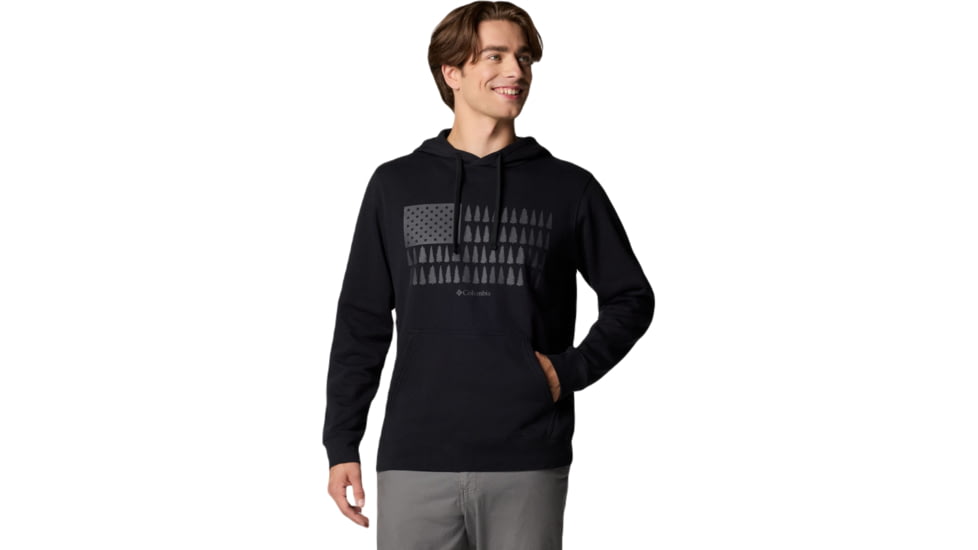 Columbia Trek Graphic Hoodie - Men's, Black/Treeline Flag Graphic, 2XL, 2018491014-XXL