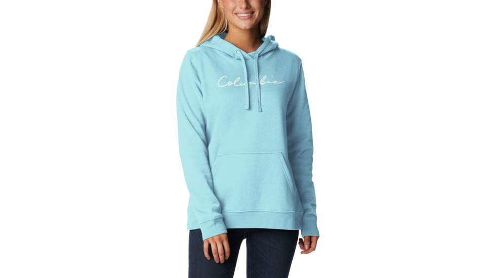 Columbia Trek Graphic Hoodie - Womens, Aquamarine/Scripted Brand, Large, 1959881481A