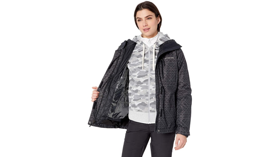 Columbia Whirlibird III Interchange Jacket, Black Diamonds Print, Extra Small - Womens, 1801151011-XS