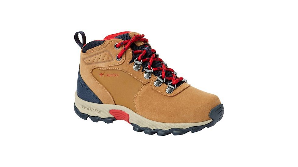 Columbia Youth Newton Ridge Suede Hiking Boots, Elk/Mountain Red, Medium, 5, 1831361286-5