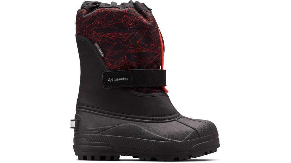 Columbia Youth Powderbug Plus II Print Winter Boots - Kids, Black, Blood Orange, Medium, 2, 1637881017-2
