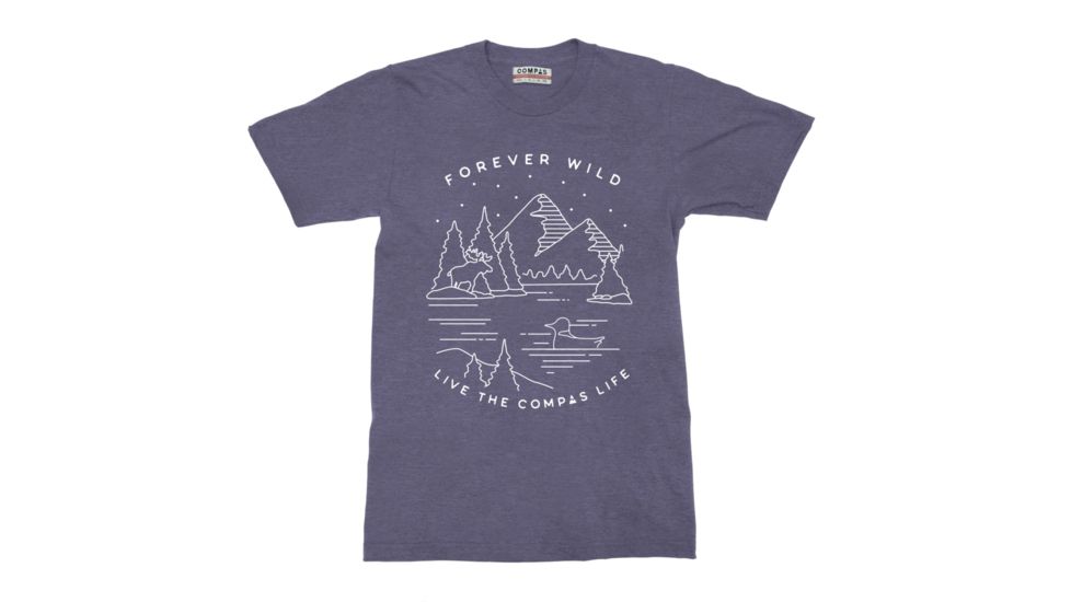 Compas Life Forever Wild T-Shirt, Navy Heather, Medium, CFA17SS003-M-DBLU