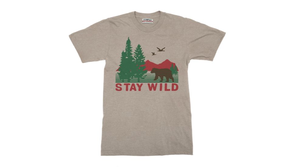 Compas Life Stay Wild T-Shirt, Heather Stone, Small, CFA17SS005-S-CHTH