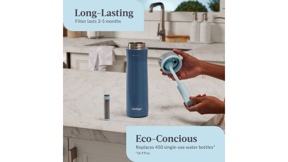 Contigo Wells Chill w/Extra Filter, 24 oz, Dark Ice, 24, CTSSWELLSFL24