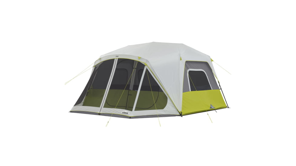 Core Equipment 10 Person Instant Cabin Tent w/Screen Room, Green/Grey, 40036