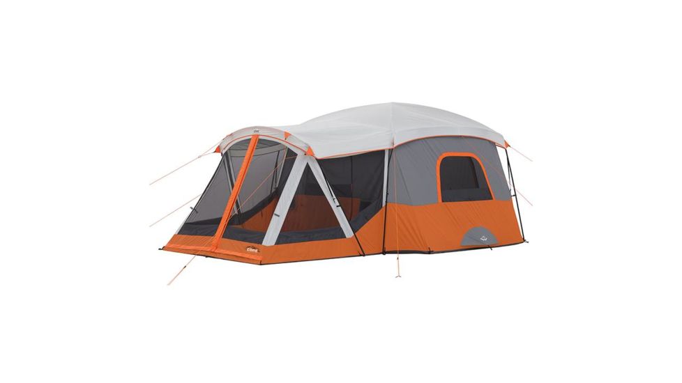 USED Core Equipment 11 Person Cabin Tent w/ Screen Room, Orange/Gray, 17 x 12 ft, 40035, EDEMO1
