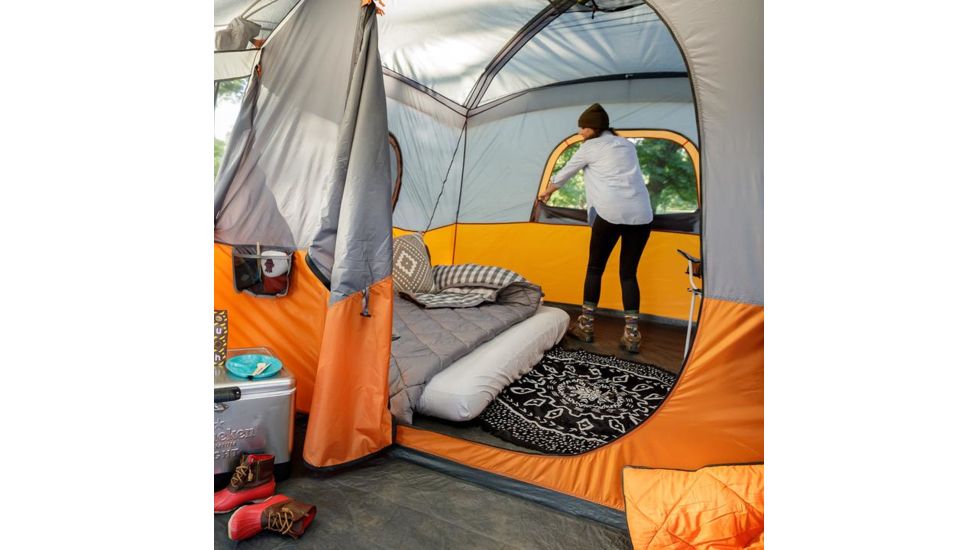 Core Equipment 11 Person Cabin Tent w/ Screen Room, Orange/Gray, 17 x 12 ft, 40035