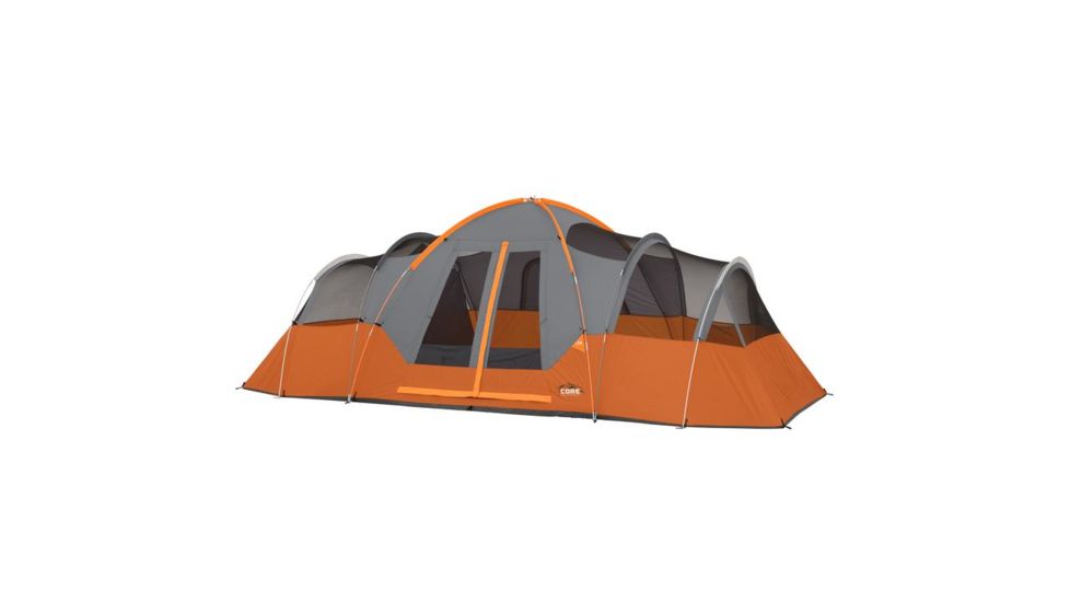 Core Equipment 11 Person Extended Dome Tent, Orange/Gray, 18 x 9 ft, 40081