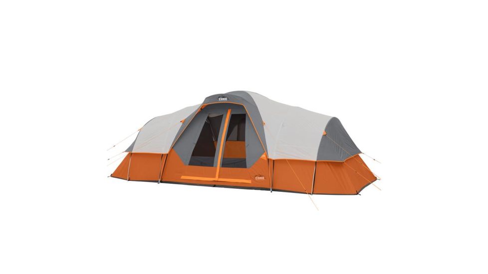 Core Equipment 11 Person Extended Dome Tent, Orange/Gray, 18 x 9 ft, 40081