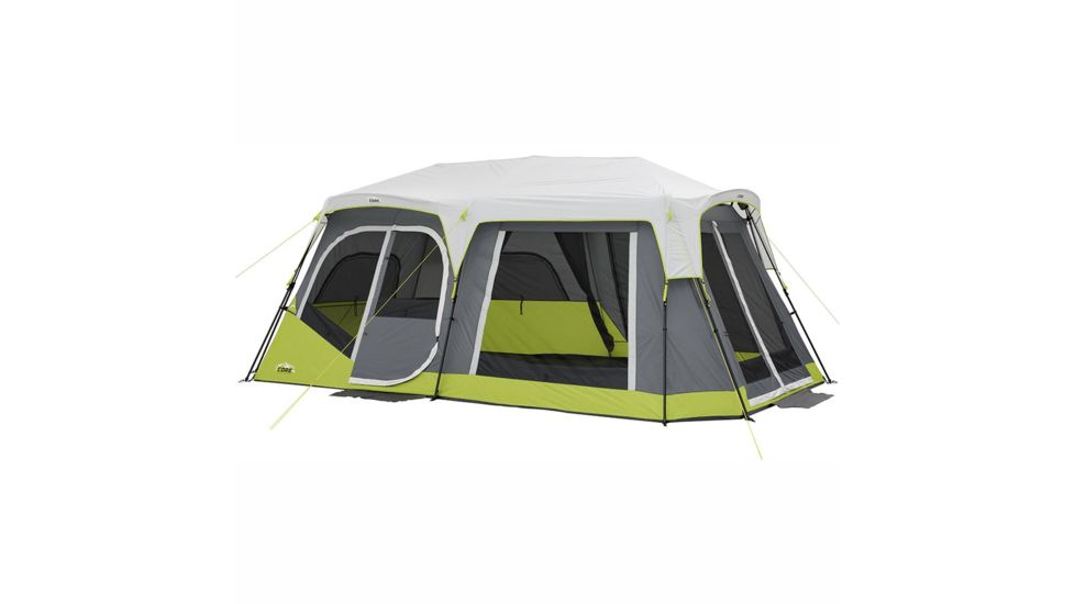 Core Equipment 12 Person instant Cabin Tent with Double Awning, Green/Gray, 18 x 10 ft, 40061