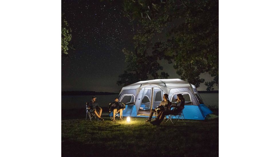 Core Equipment Lighted 12 Person Instant Cabin Tent, Blue/Gray, 18 x 10 ft, 40064