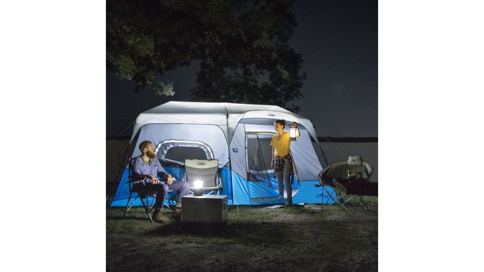 Core Equipment Lighted 9 Person Instant Cabin Tent, Blue, 14 x 9 ft, 40062