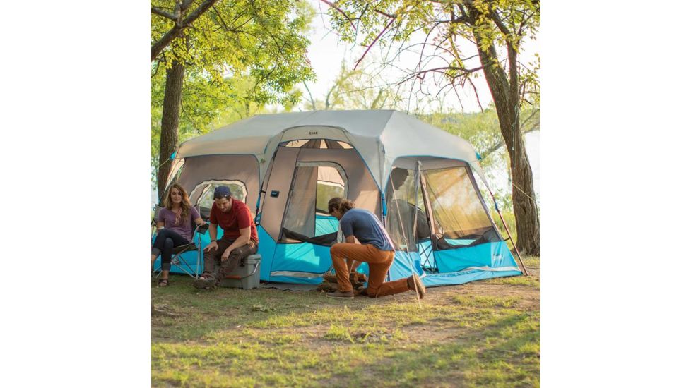 Core Equipment Lighted 9 Person Instant Cabin Tent, Blue, 14 x 9 ft, 40062
