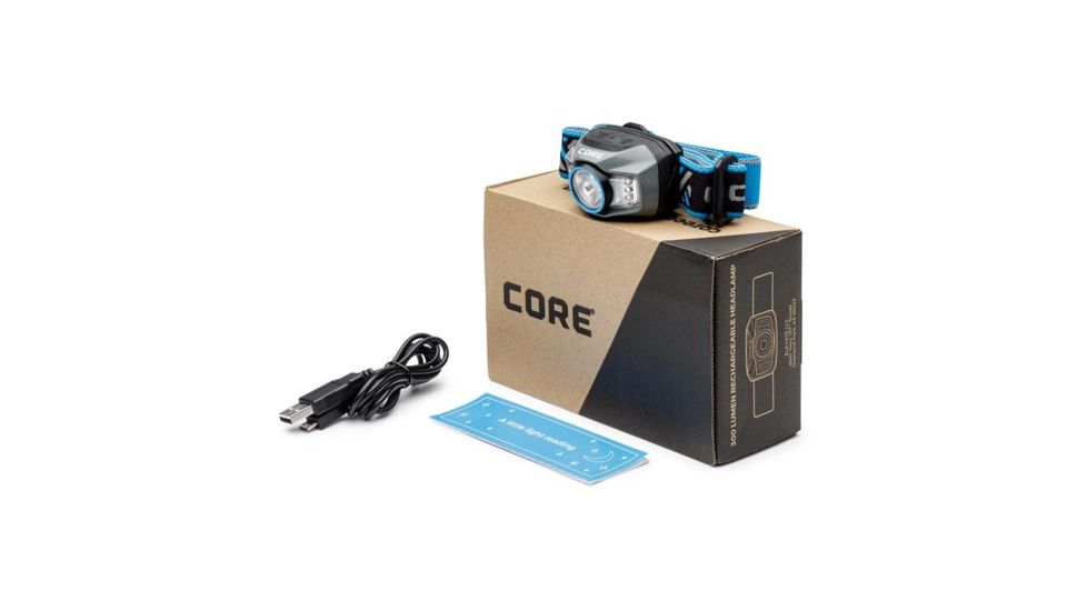 Core Equipment Rechargeable Headlamp, 300 Lumen, Gray, 2.2 x 1.5 x 1.7 in, 40079